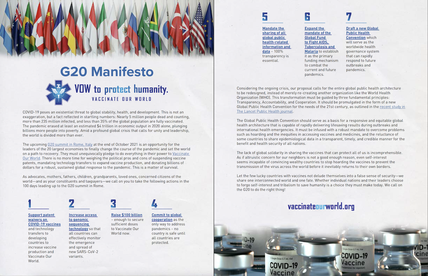 24 Days to G20 Summit – Seven actions to end the pandemic: The G20 Manifesto